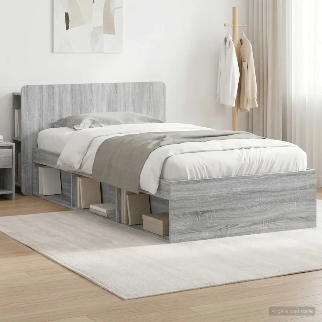 Telaio del letto con storage Sonoma grigio 100 x 200 cm