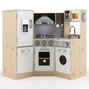 Cucina per bambini 105 x 49 x 85 cm con suoni e luci stile moderno in MDF bianco e naturale 20_0019986