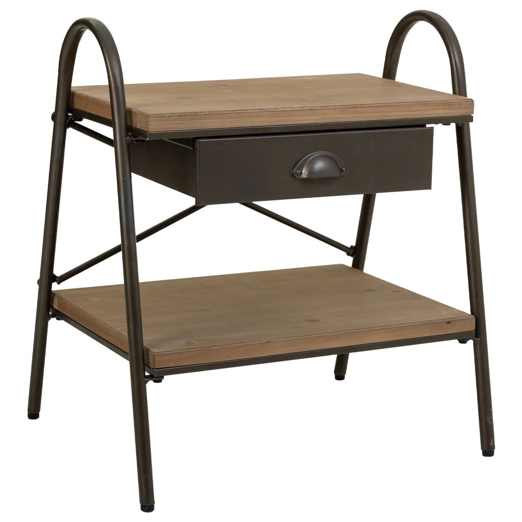 Tavolino in legno e metallo marrone 52x42x60h cm