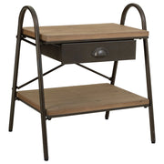 Tavolino in legno e metallo marrone 52x42x60h cm