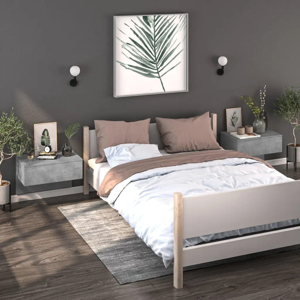 Comodino a Muro Grigio Cemento cod mxl 30686