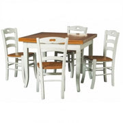 Set tavolo legno 90x90 allungabile bicolore + 4 sedie legno seduta legno bicolore - Mobili 2G