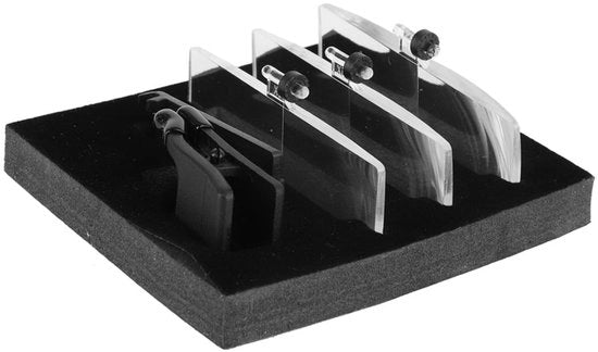 Tris di Vergoglass Clip-On 1,5x/2,5x/3,5x - 3 Pezzi - Ripiegabile - Lente in Resina 75x28mm - Per Leggere/Operazioni Precise - Materiale di Alta Qualità - Lente di Ingrandimento