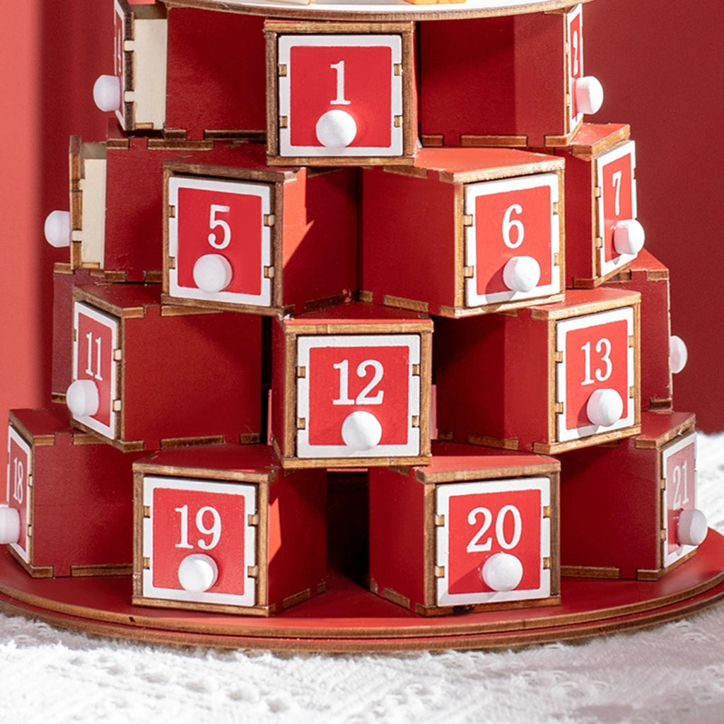 Calendario Avvento di Natale a Cono 22x22x35 cm Con 10 Luci a LED in Compensato
