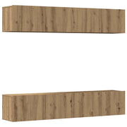 Set di 4 moderni mobili porta TV a parete dal design pulito 80 x 30 x 30 cm realizzati in legno di rovere ingegnerizzato lavorazione artigianale 02_0055855