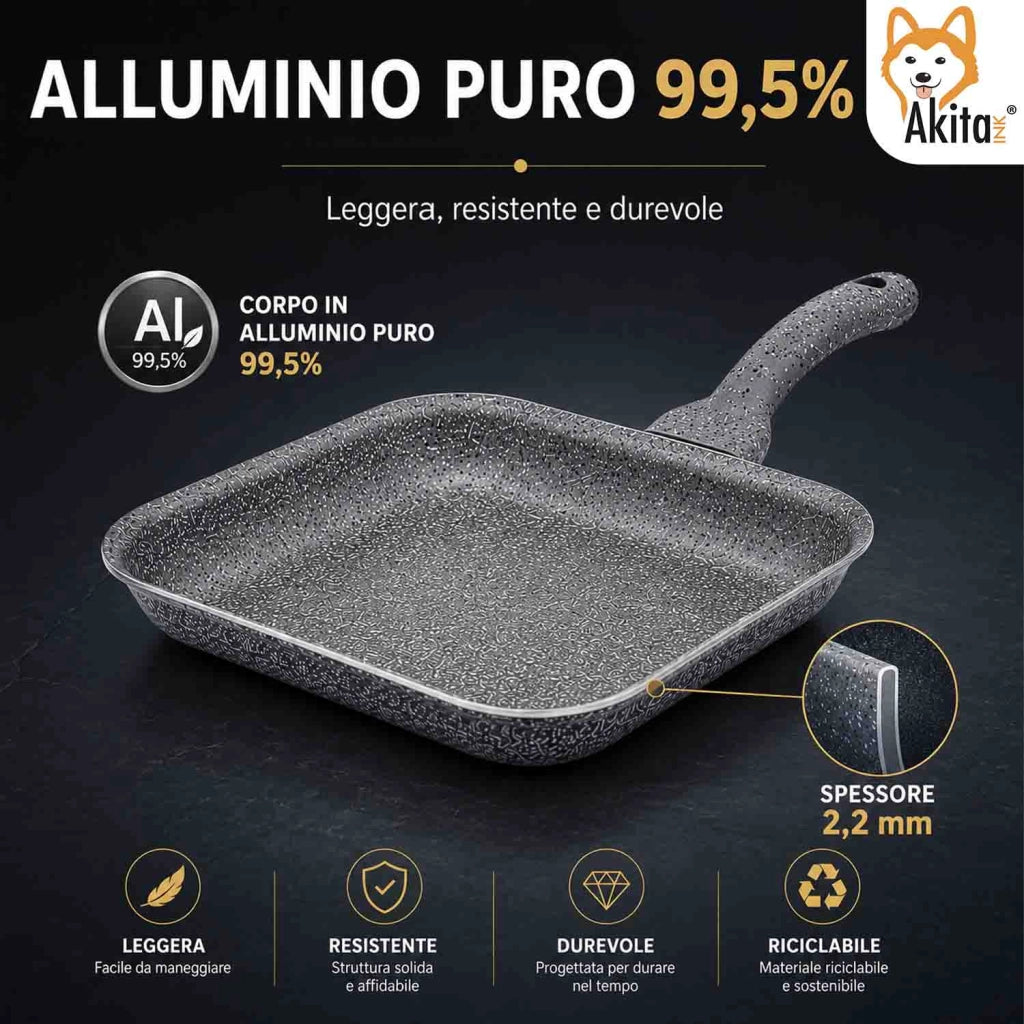 Akitaink Bistecchiera Pietra 24x24 Antiaderente