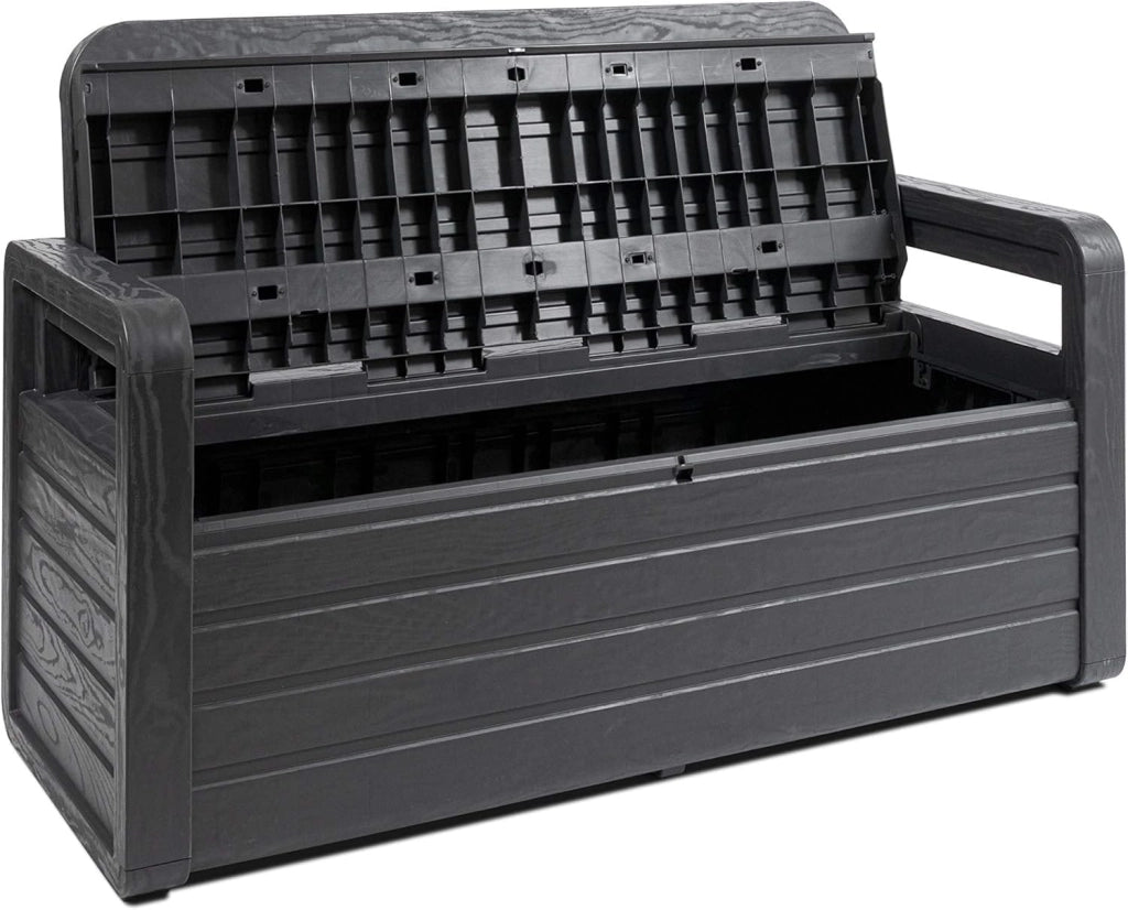 Cassapanca da Esterno Antracite in Resina Effetto Legno 270L132x58x89 h