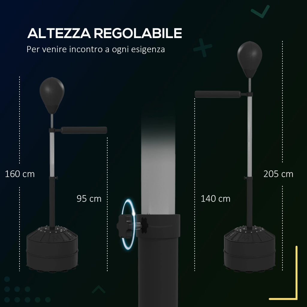 Punching Ball con Barra Girevole per Adulti e Altezza Regolabile 1.6-2m   Nero