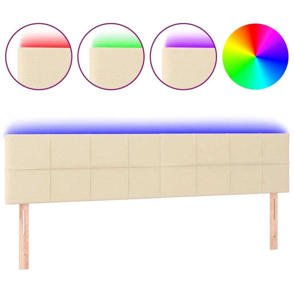 Testiera a LED-Testata con LED Crema 180x5x78/88 cm in Tessuto 401293
