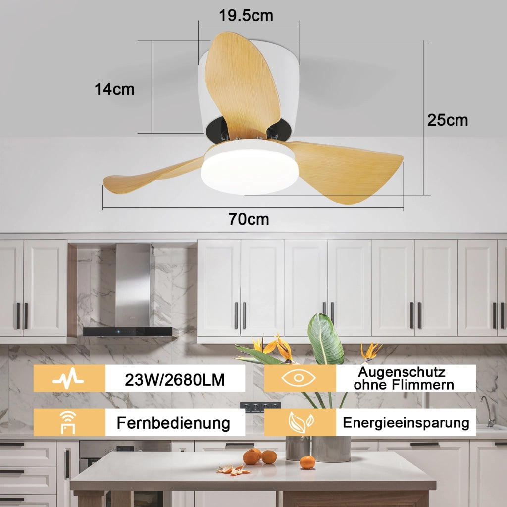 ZMH Ventilatore da soffitto con illuminazione e telecomando Lampada da soffitto LED dimmerabile da 23 W con ventilatore