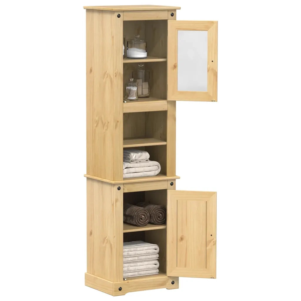 Mobile da Bagno | Armadio da bagno Corona 50x40x185 cm in Legno Massello di Pino