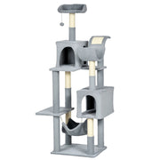Albero per Gatti con Lettino e Casette ¨C Zephmum ¨C Grigio e Bianco 55x49x177 cm