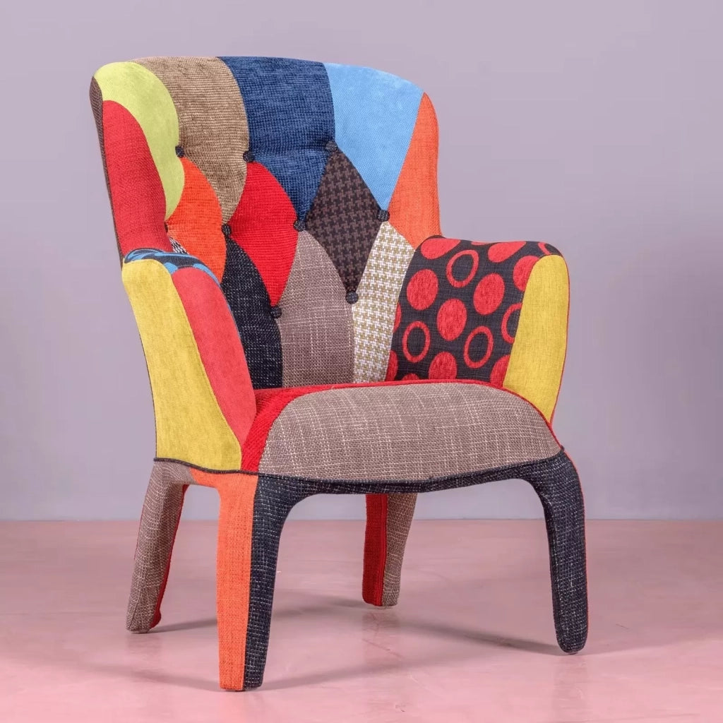 Poltrona imbottita in tessuto patchwork 78x74x102 (653) - Mobili 2G