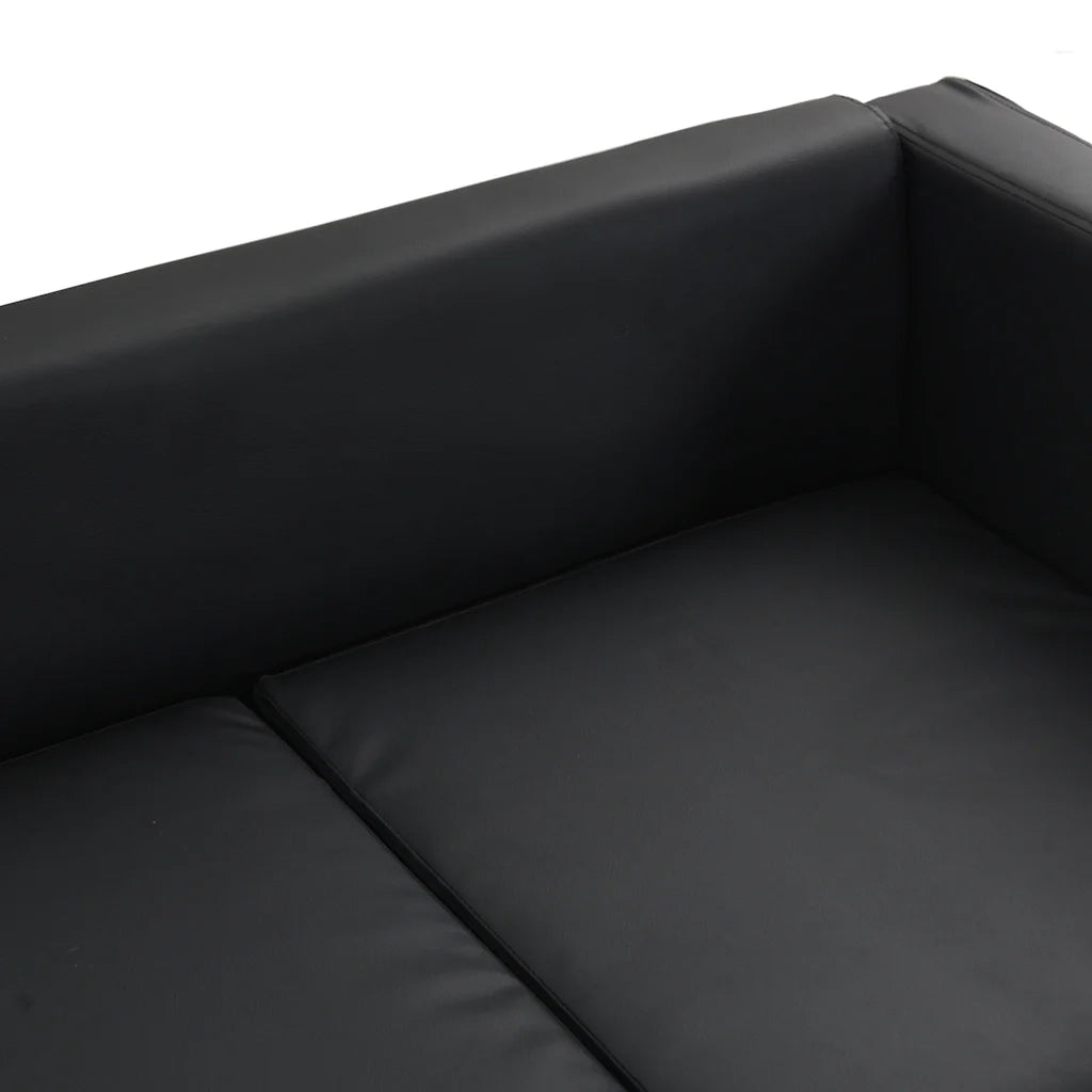 Divano a 2 Posti-Sofa 2 Posti in Similpelle Nera
