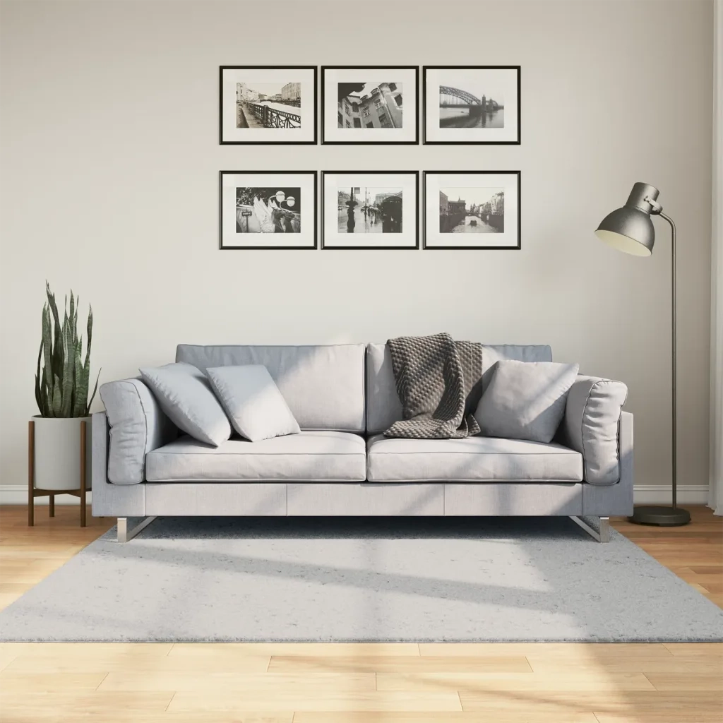 Tappeto a Pelo Corto HUARTE Morbido e Lavabile Grigio 160x160cm 375078