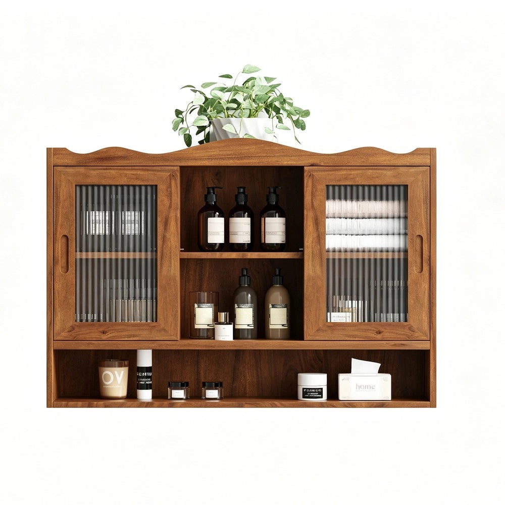 Armadietto Bagno 2 Ante Scorrevoli con Ripiani ¨C MINIMAL ¨C Marrone