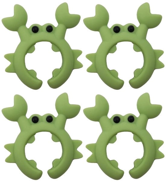 Impugnatura per spatola in silicone - Accessori cucina - Sorreggibili per cucchiai - Sorreggibili per ciotole - Regalo divertente - Verde - 4 x Impugnature per spatola in silicone