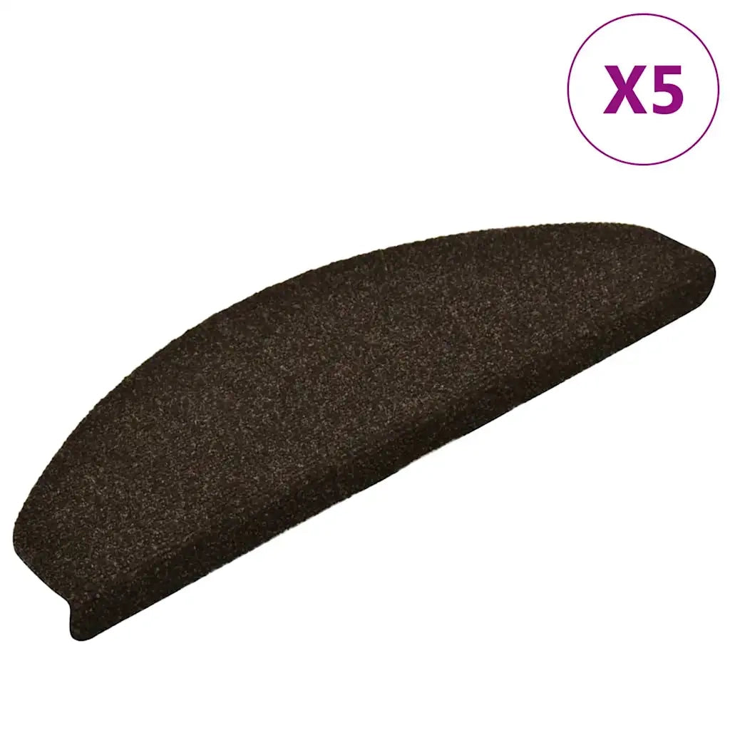 Tappetini per scale autoadesivi 5 pz 65x21x4 cm marrone scuro semicircolari grandi 149710