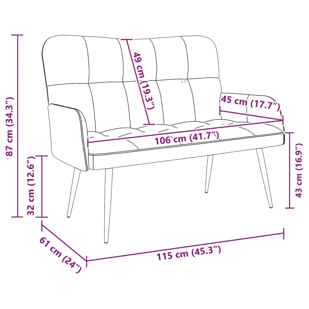 Sofa a Due Posti Crema 115 x 61 x 87 cm Tessuto