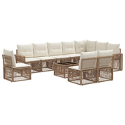 Set Divano da Giardino 11 pcs Beige e Bianco Crema polyrattan 3435156