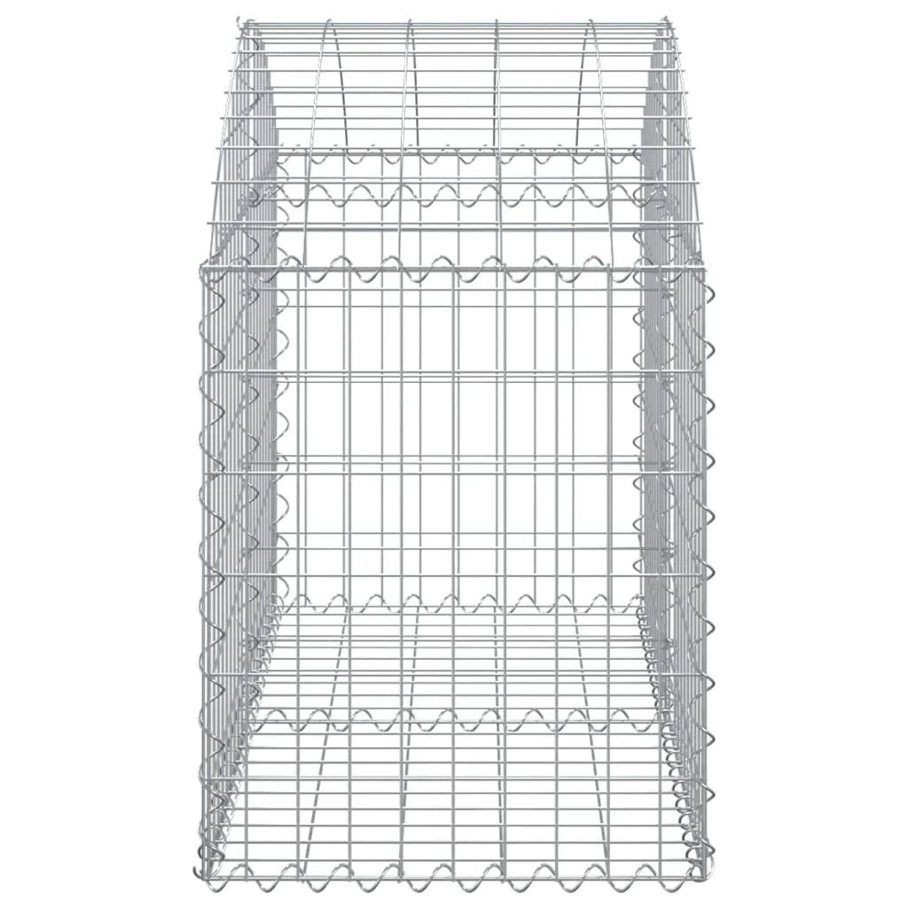 Cesto gabbione recinzione a gabbia muro di contenimento ad arco 100 x 50 x 60/80 cm ferro zincato argento 02_0039968