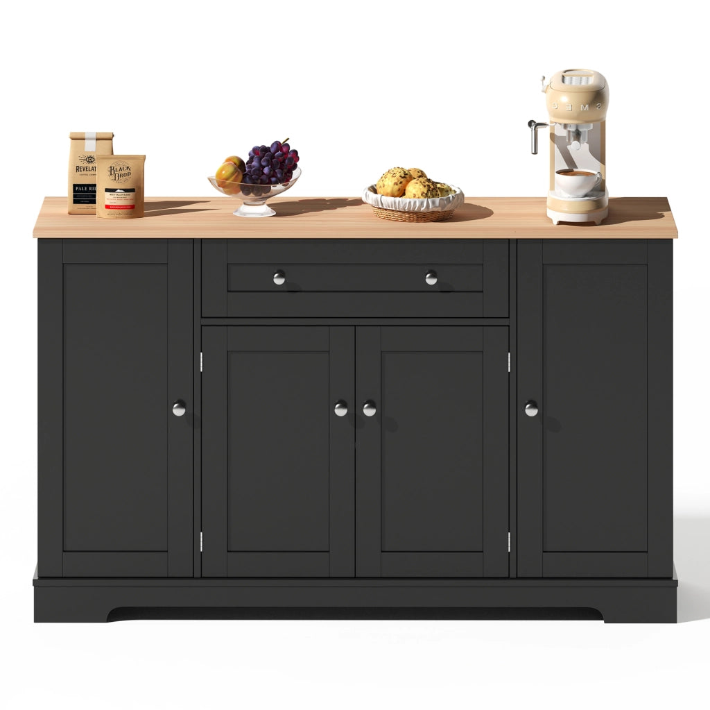 Credenza moderna nera in MDF con cassetto e ripiani regolabili