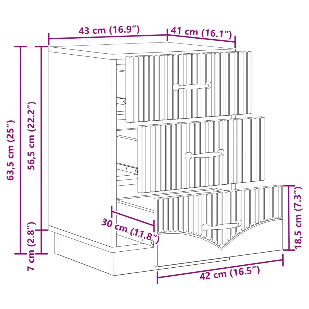 Armadio da Notte Nero 43 x 41 x 63,5 cm Legno ingegnerizzato 895246