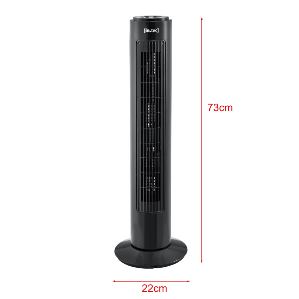 Ventilatore a Torre 73 cm Silenzioso con 3 Velocitá Modalitá Oscillante Motore da 50W - Nero