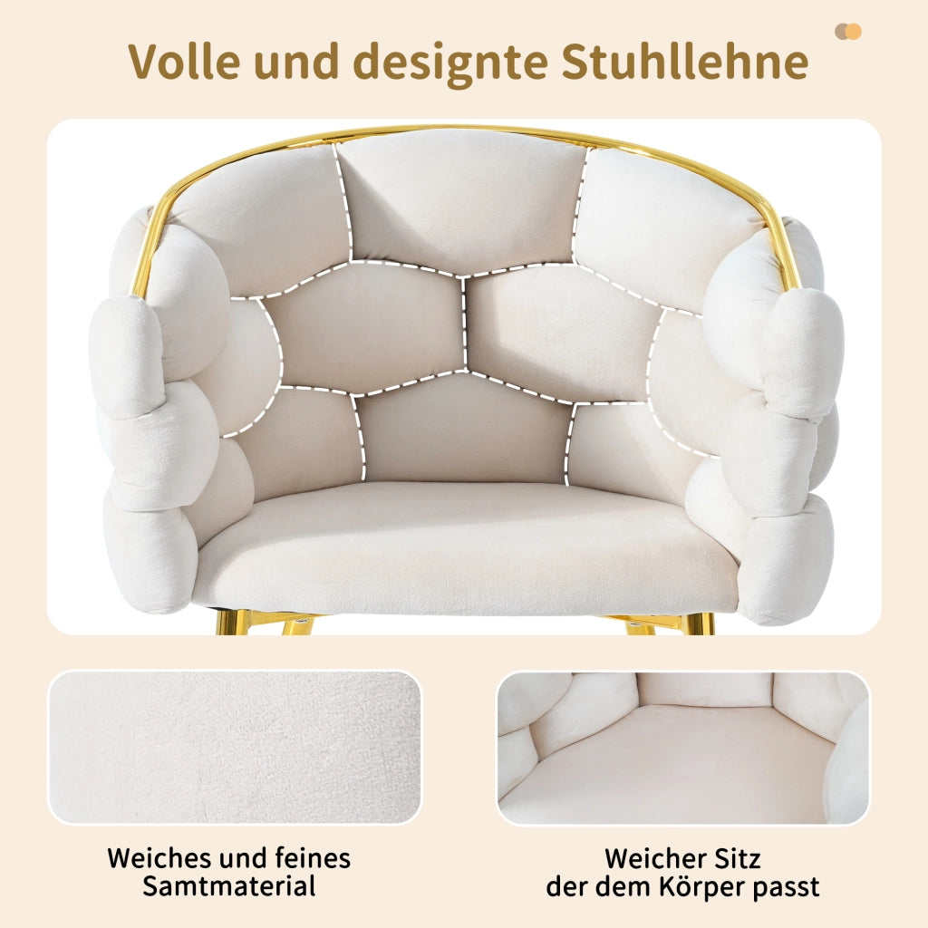 SEDIA da pranzo 44x41x74 cm in velluto beige Set da 2 pezzi