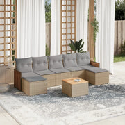 Set Divano da Giardino 8 pz con Cuscini Beige in Polyrattan 3260323