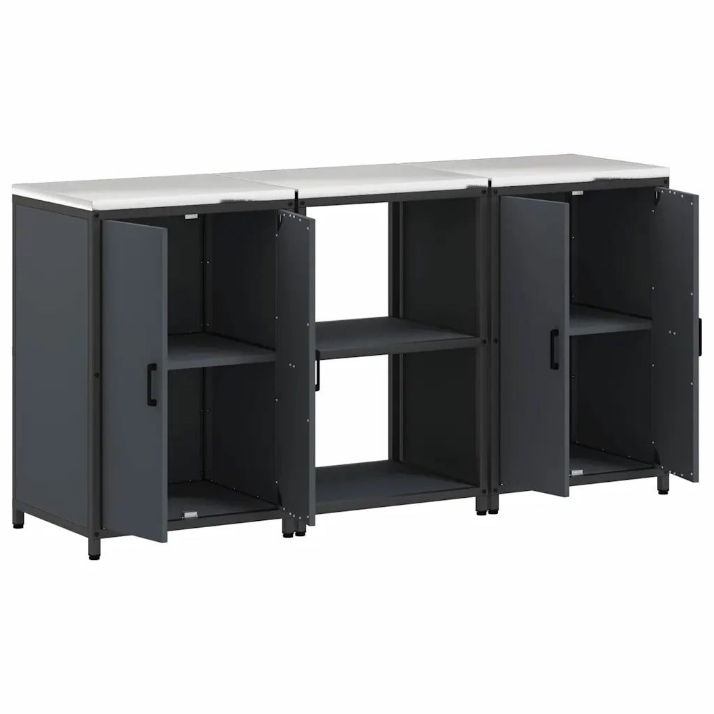 vidaXL Set di Stoccaggio per Cucina 3 pcs Antracite 180 x 50 x 92 cm