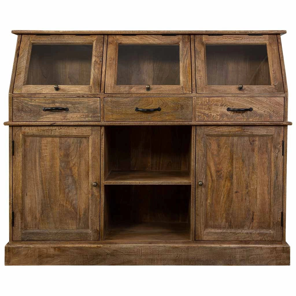 Credenza in legno invecchiato marrone 129x45x106h