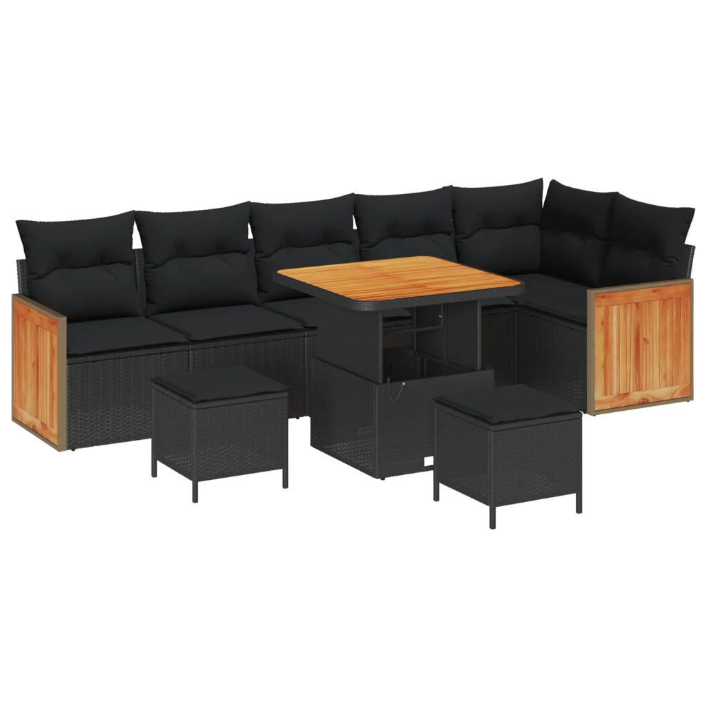 Set Divano da Giardino con cuscino 9 pcs Nero 3363319