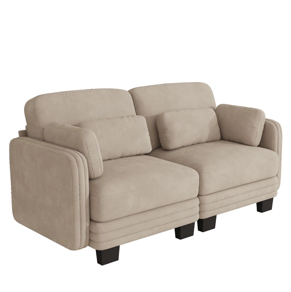 Divano modulare a 2 posti in chenille; 176x88x88 cm; caffè chiaro