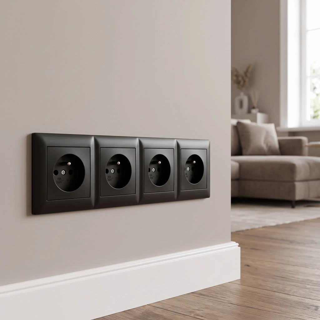 Placca Quadrupla Per Prese Oste Jnh016-4f Black
