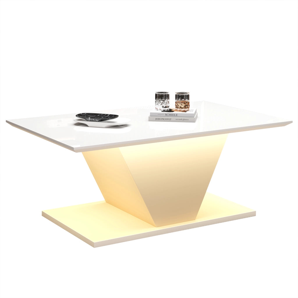 TAVOLINO DA CAFFÈ 100x50x46 cm Bianco in Truciolare con LED