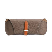 Tas per occhiali in pelle morbida, supporto occhiali sottile con chiusura a gomito e tovagliolo di pulizia, nero, portatile custodia per occhiali