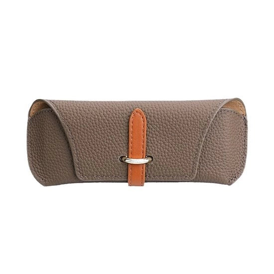 Tas per occhiali in pelle morbida, supporto occhiali sottile con chiusura a gomito e tovagliolo di pulizia, nero, portatile custodia per occhiali