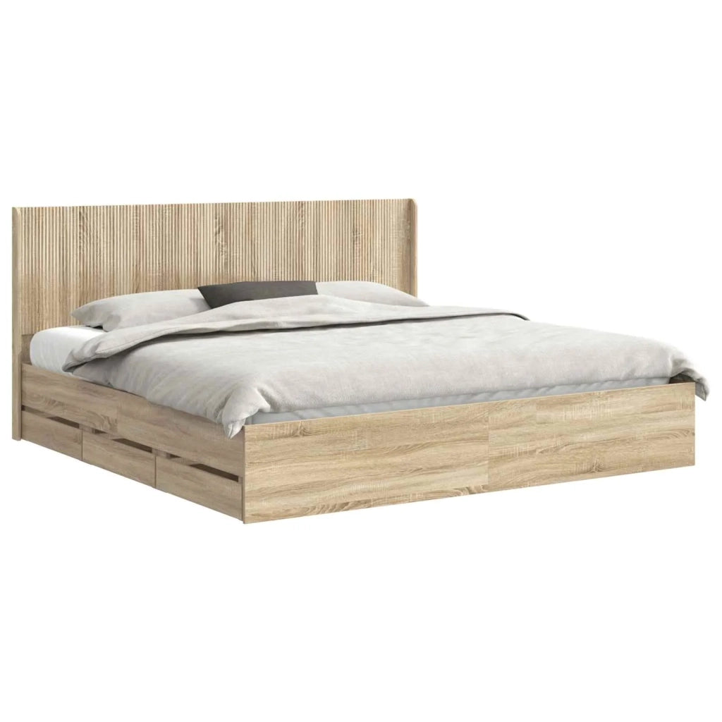 Struttura del letto con stoccaggio e testata Rovere Sonoma 3413919