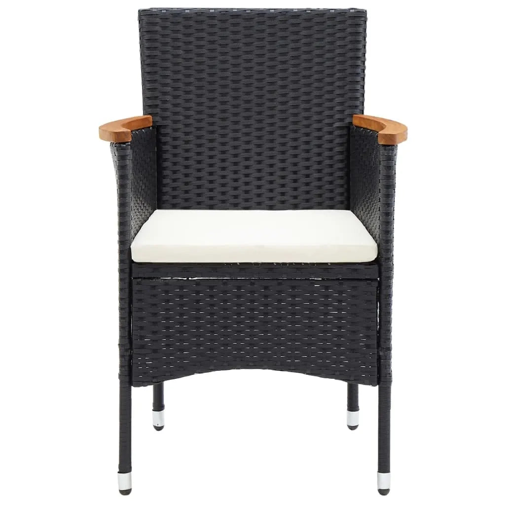 Set Pranzo da Giardino 9 pz con Cuscini in Polyrattan Nero 3095002