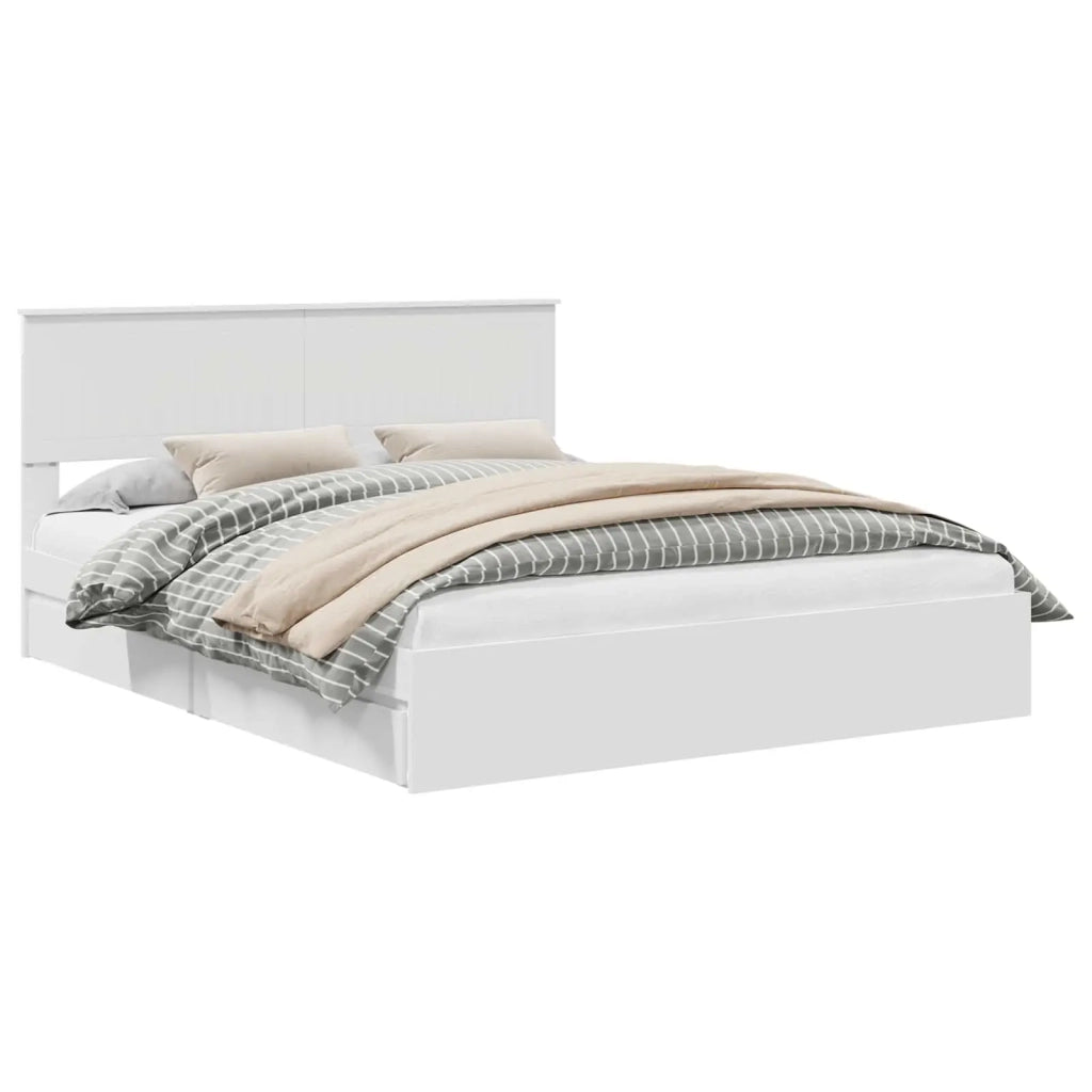 Letto con Contenitore Bianco 160 x 200 cm Legno multistrato 3410777