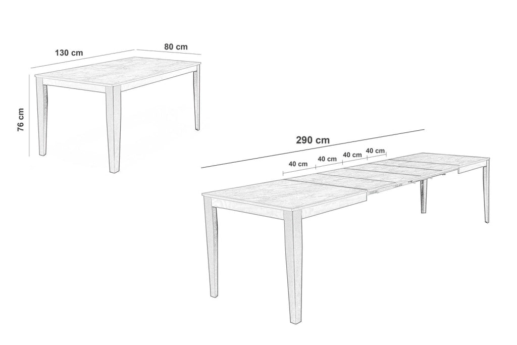 Tavolo Allungabile 130/290x80x76 cm in Melaminico Big Naturale