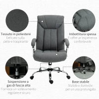 Sedia da Ufficio Imbottita e Girevole in Tessuto Traspirante, 65x78x110-120cm, Grigio