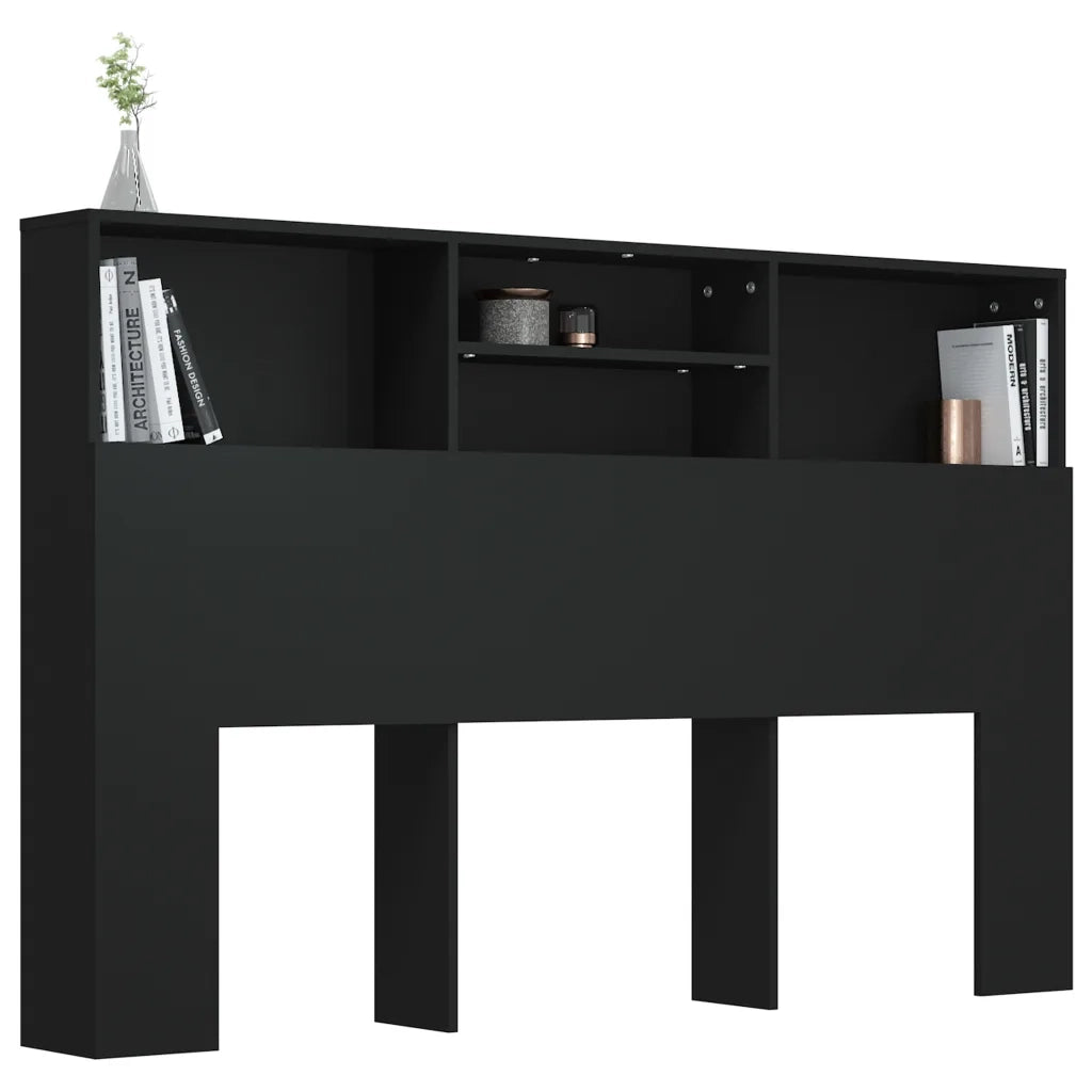 Testiera con Contenitore Nero 160x19x103,5 cm 811872