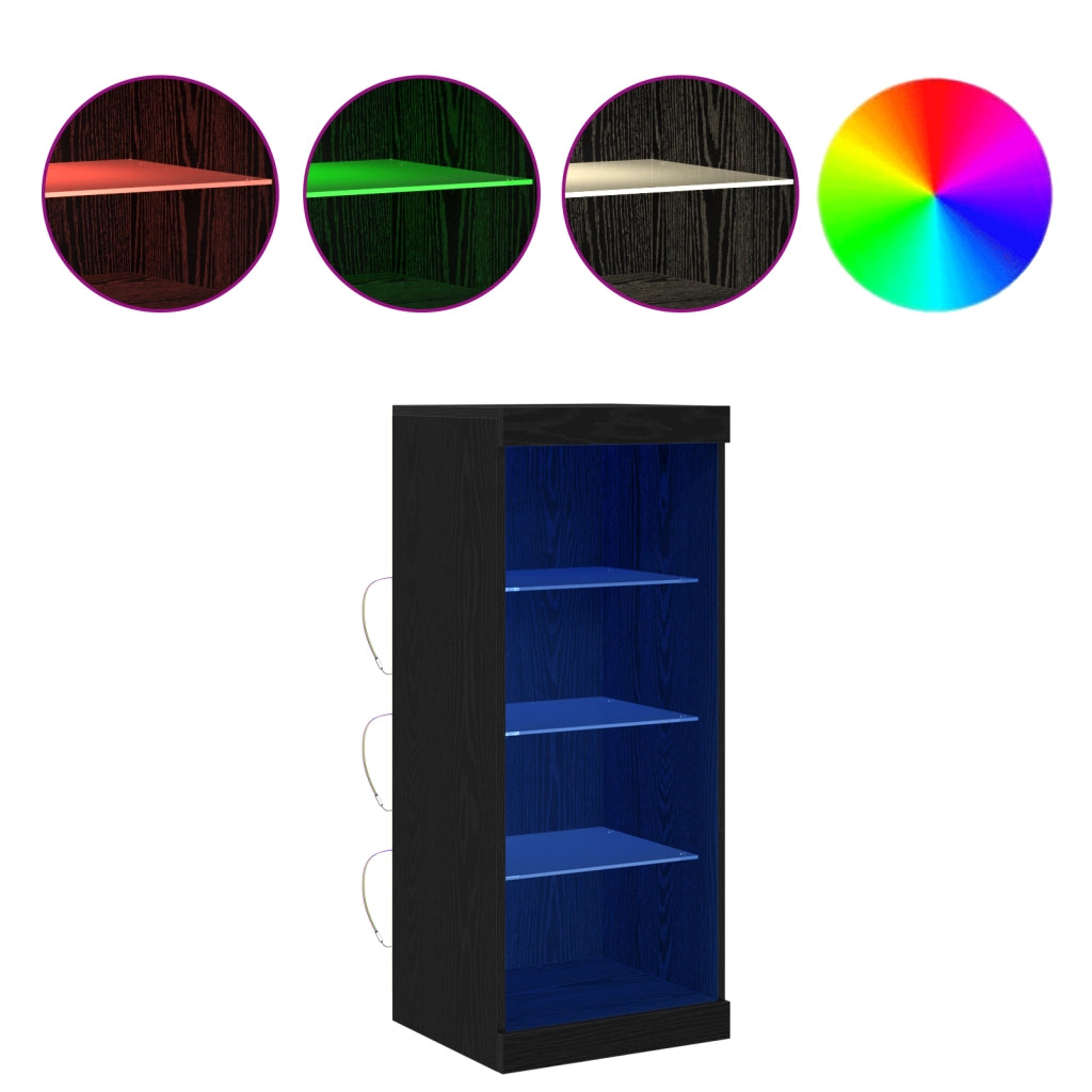 Sideboard con luci LED in rovere nero 41x37x100 cm