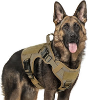 Harnas per Cane con Manubrio - Vest Tattico per Cani Grandi - Adattabile e Duraturo - Ideale per l'Addestramento e all'Esterno, M, Verde Militare