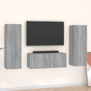 Set Mobili Porta TV 3 pz-Credenza per TV Grigio Sonoma in Legno Multistrato 879003