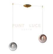 SOSPENSIONE OTTONE SAT. 2 LUCI SPOSTABILE VETRI FU + RA 1184OS-S2 S-MC