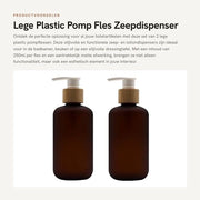 Set di Dispensatori di Sapone in Plastica da 250ml - 2 pezzi - Bottiglie in Plastica - Tappi in Legno - Ambientalmente Piatto - Riciclabile - Finitura Opaca - Dispenser per Sapone
