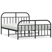 Letto matrimoniale | Letto per adulti | Giroletto con Testiera e Pediera Metallo Nero 140x200 cm